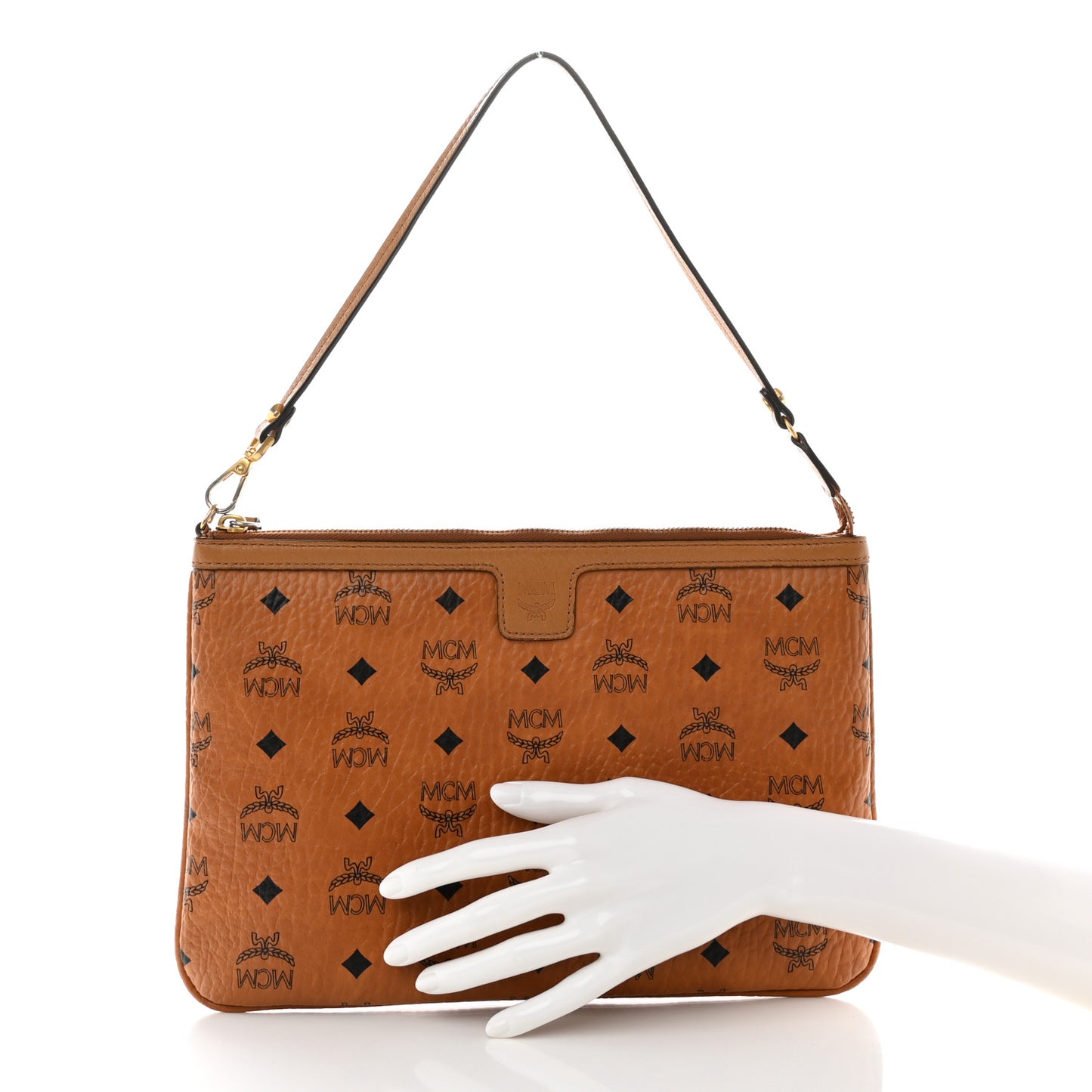 Visetos Medium Stark Wristlet Pouch Cognac