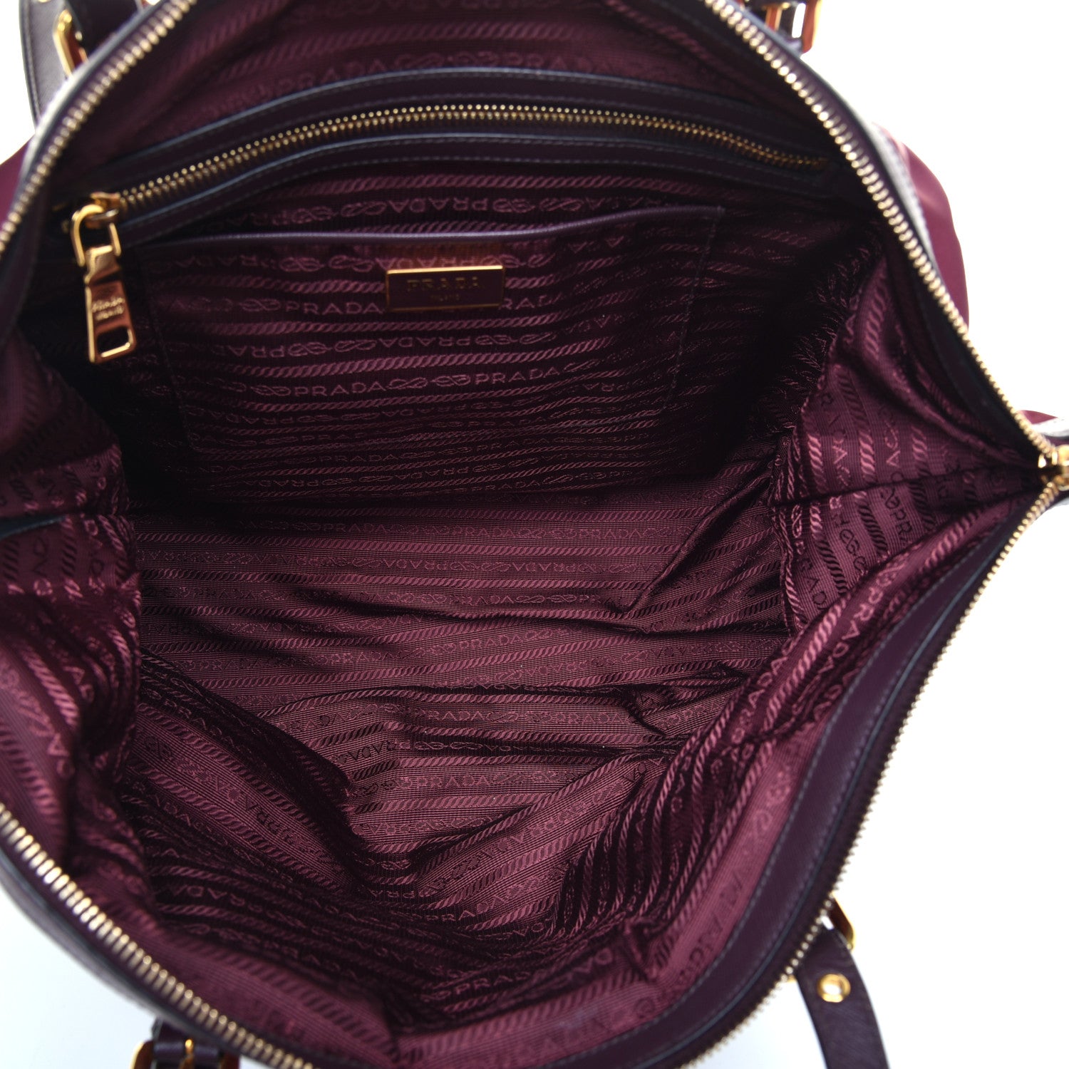 Prada Tessuto Nylon Saffiano Tote Granato 5 of 9