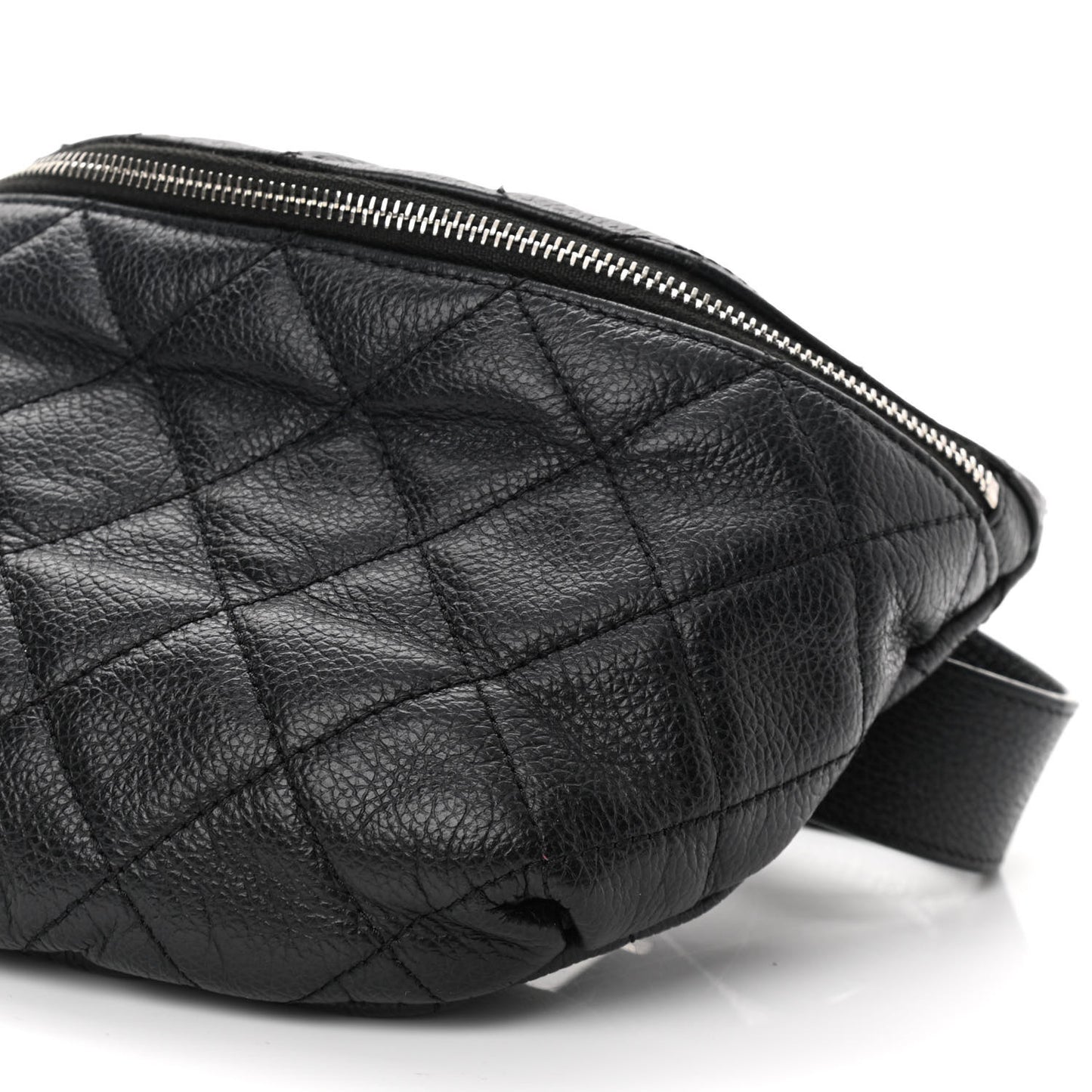 Grained Calfskin Quilted Waist Belt Bag Black
