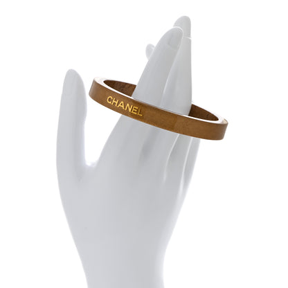 Chanel Resin Logo Bangle Bracelet Gold 2 of 4