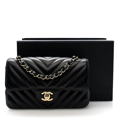 Chanel Lambskin Chevron Quilted Mini Rectangular Flap Black 11 of 11
