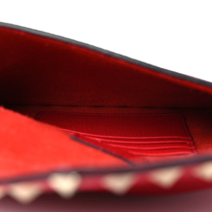 Valentino Garavani Pebbled Calfskin Medium Rockstud Envelope Flat Wristlet Pouch Rouge Pur 5 of 7