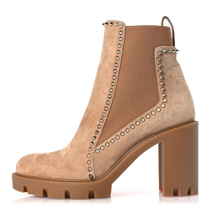 Christian Louboutin Suede Spikes Chelsea Outline Boots 39 Beige 1 of 9