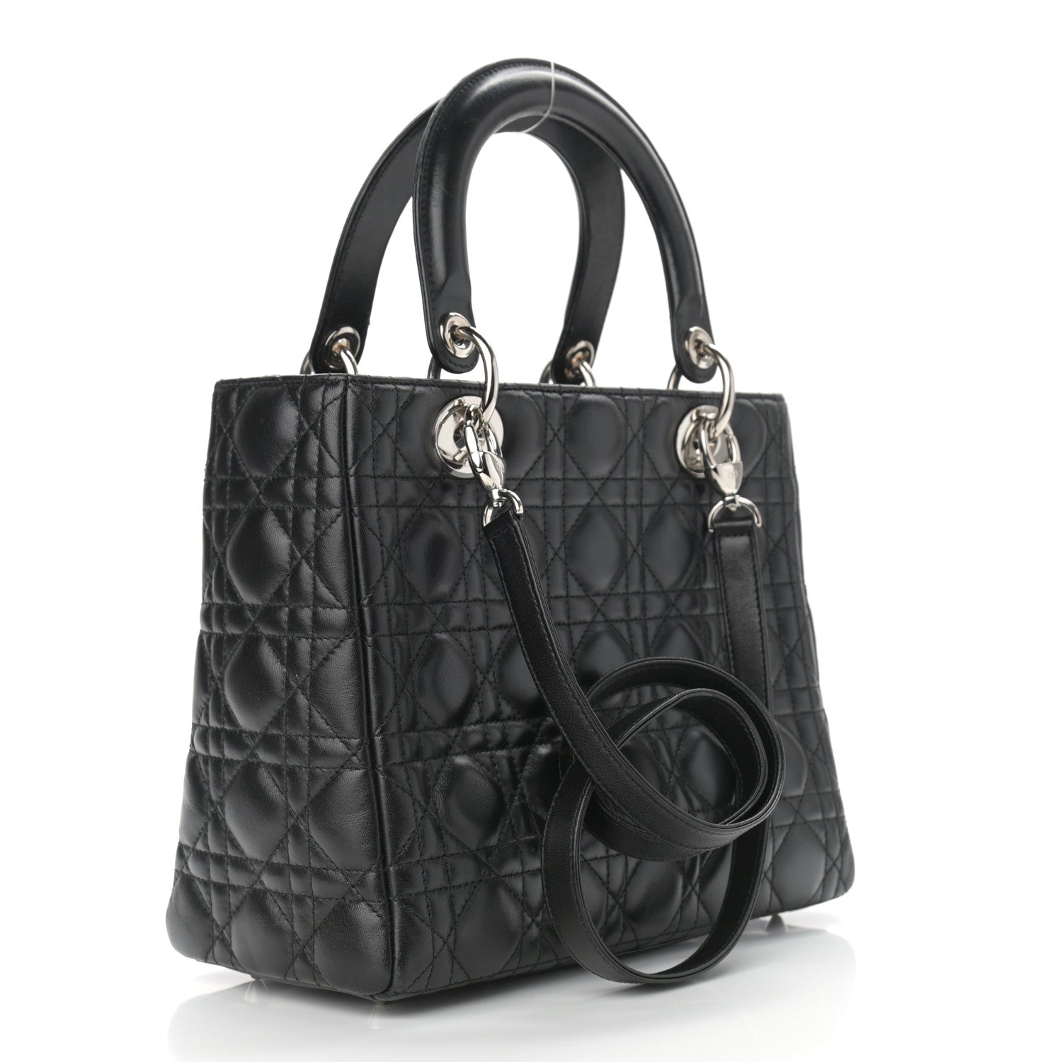 Christian Dior Lambskin Cannage Medium Lady Dior Black 2 of 11