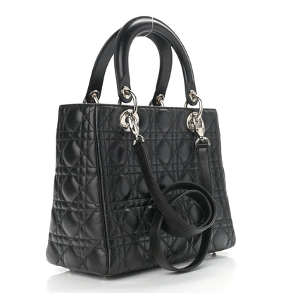 Christian Dior Lambskin Cannage Medium Lady Dior Black 2 of 11