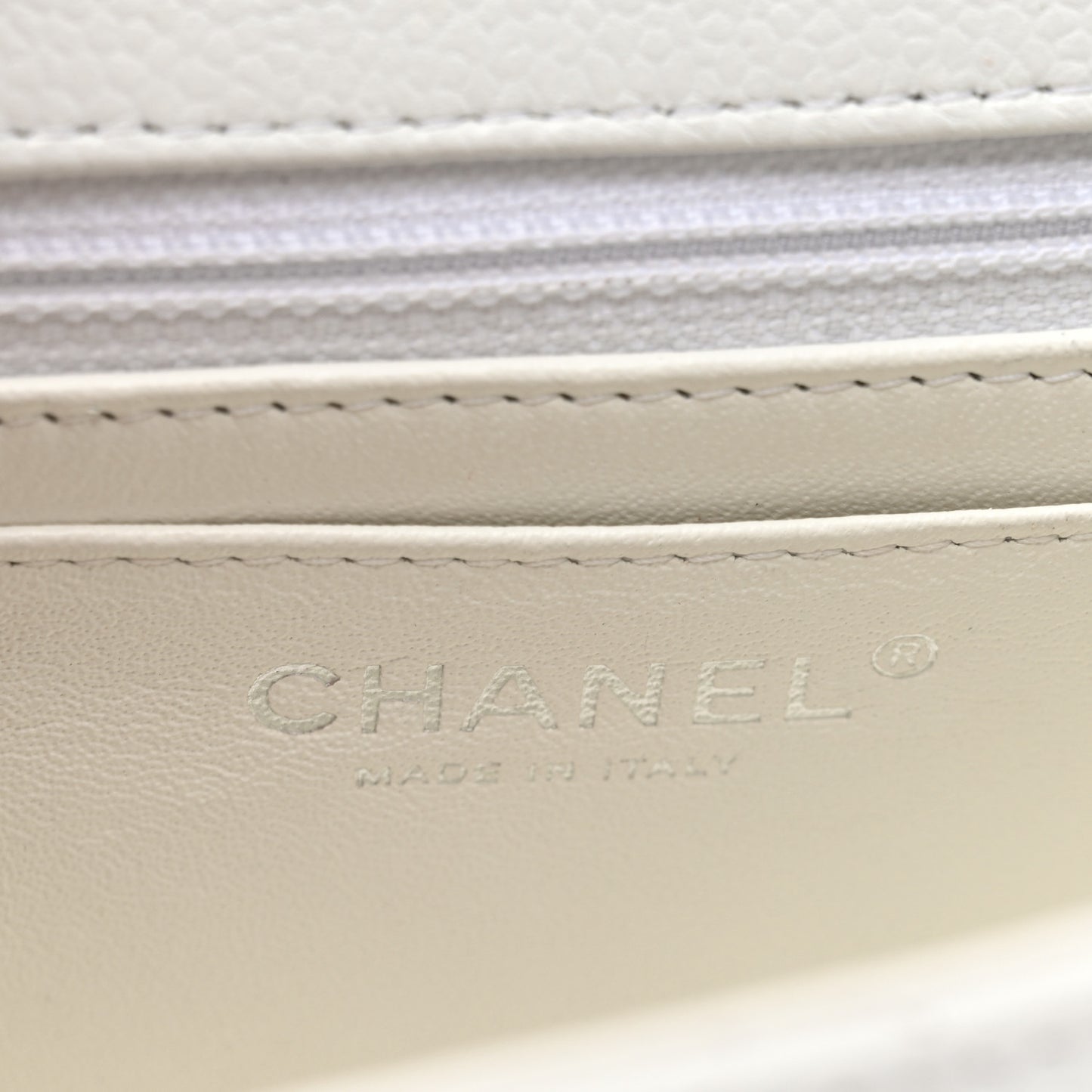Caviar Quilted Mini Square Flap White