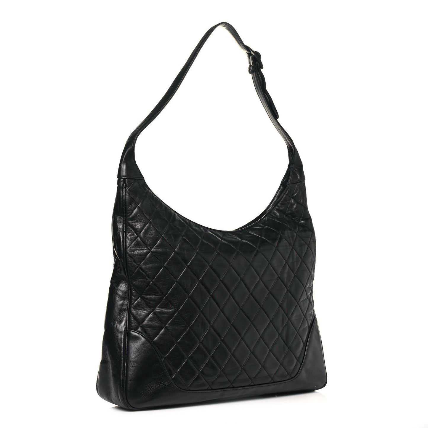 Lambskin Quilted Hobo Black