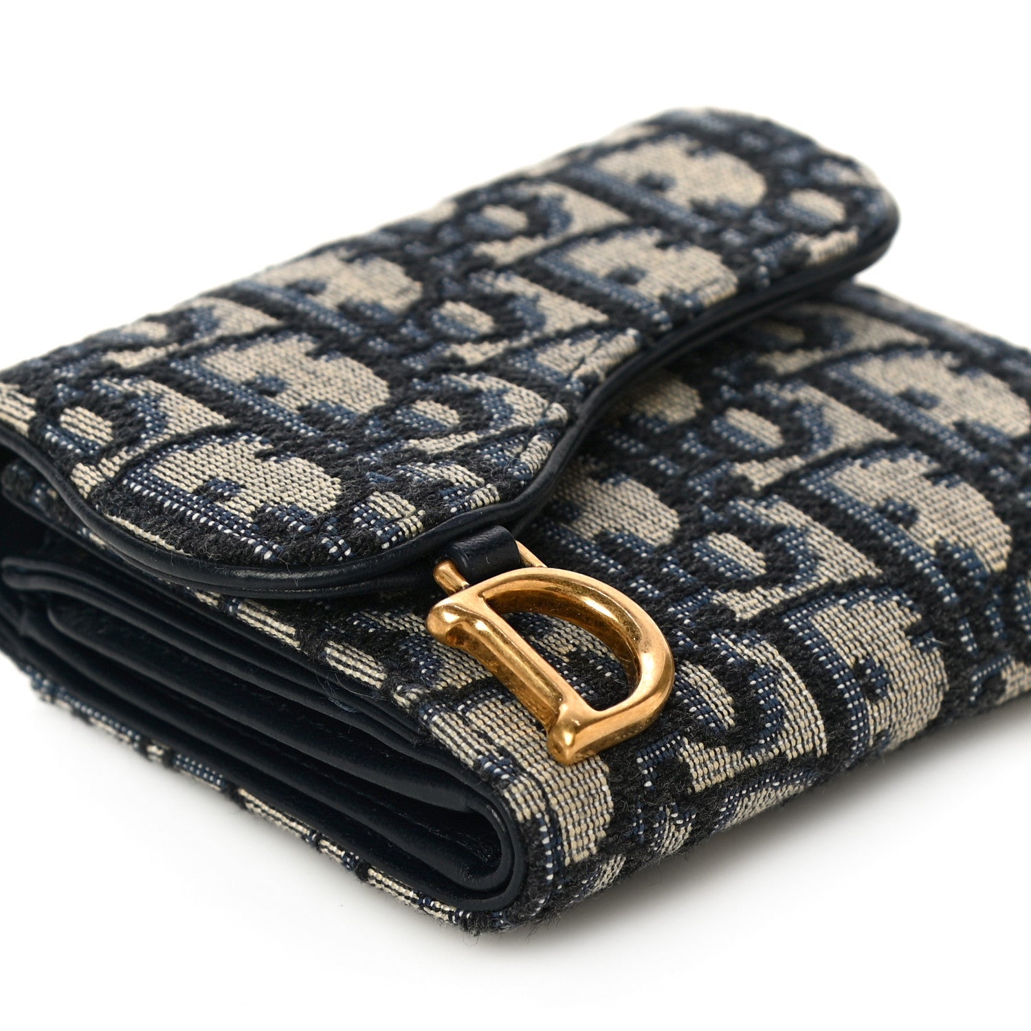 Christian Dior Oblique Saddle Lotus Wallet Blue 8 of 10