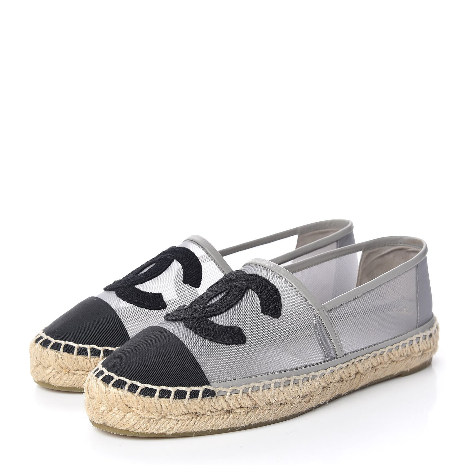 Chanel Mesh Grosgrain CC Espadrilles 36 Grey 3 of 10