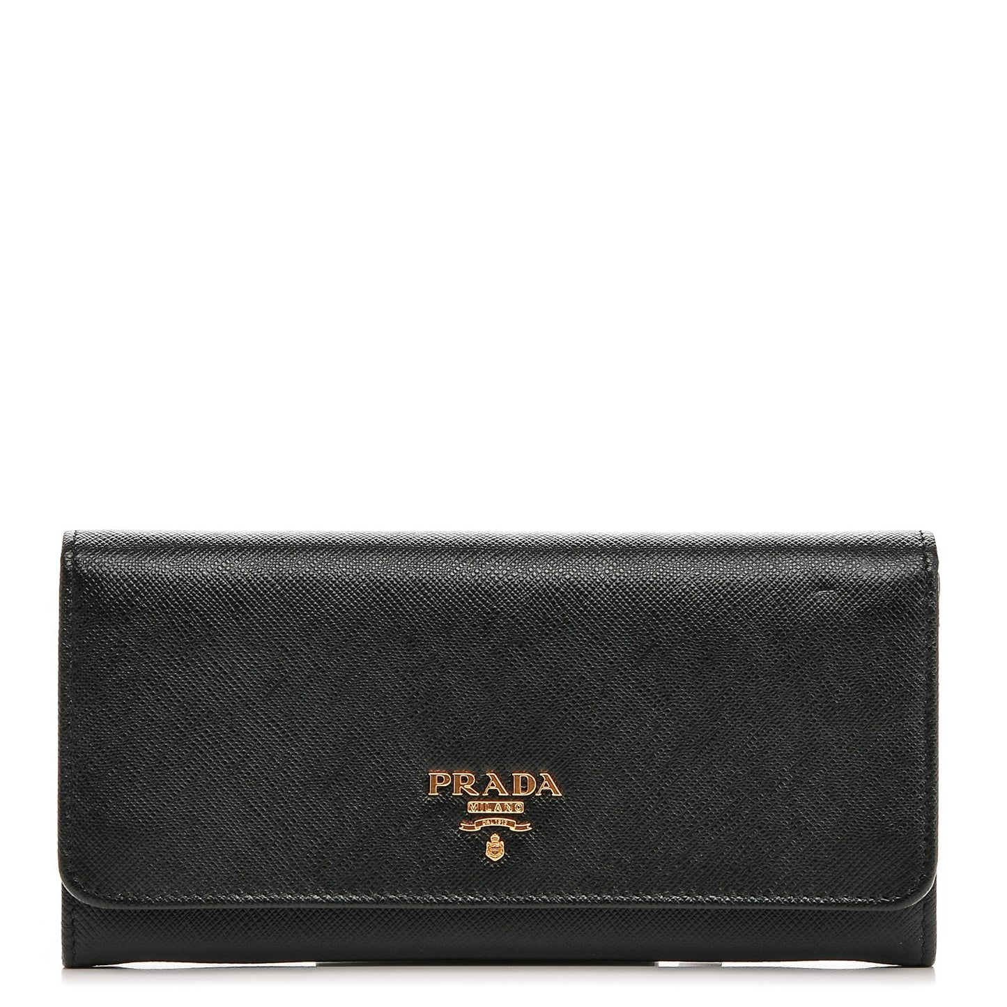 Saffiano Metal Continental Flap Wallet Nero Black