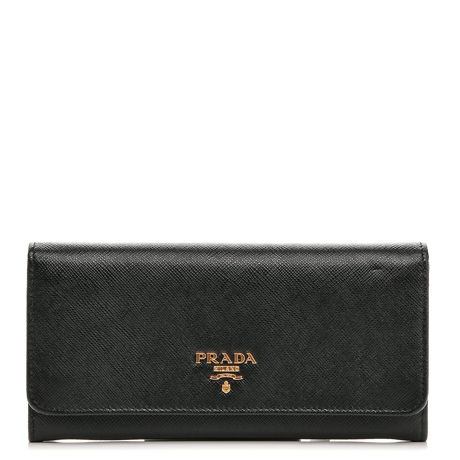 Prada Saffiano Metal Continental Flap Wallet Nero Black 1 of 7