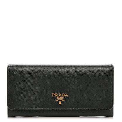 Prada Saffiano Metal Continental Flap Wallet Nero Black 1 of 7