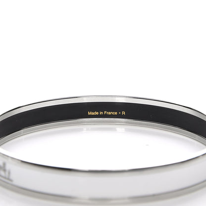 Hermes Enamel Printed Narrow Caleche Bracelet 65 White 5 of 5