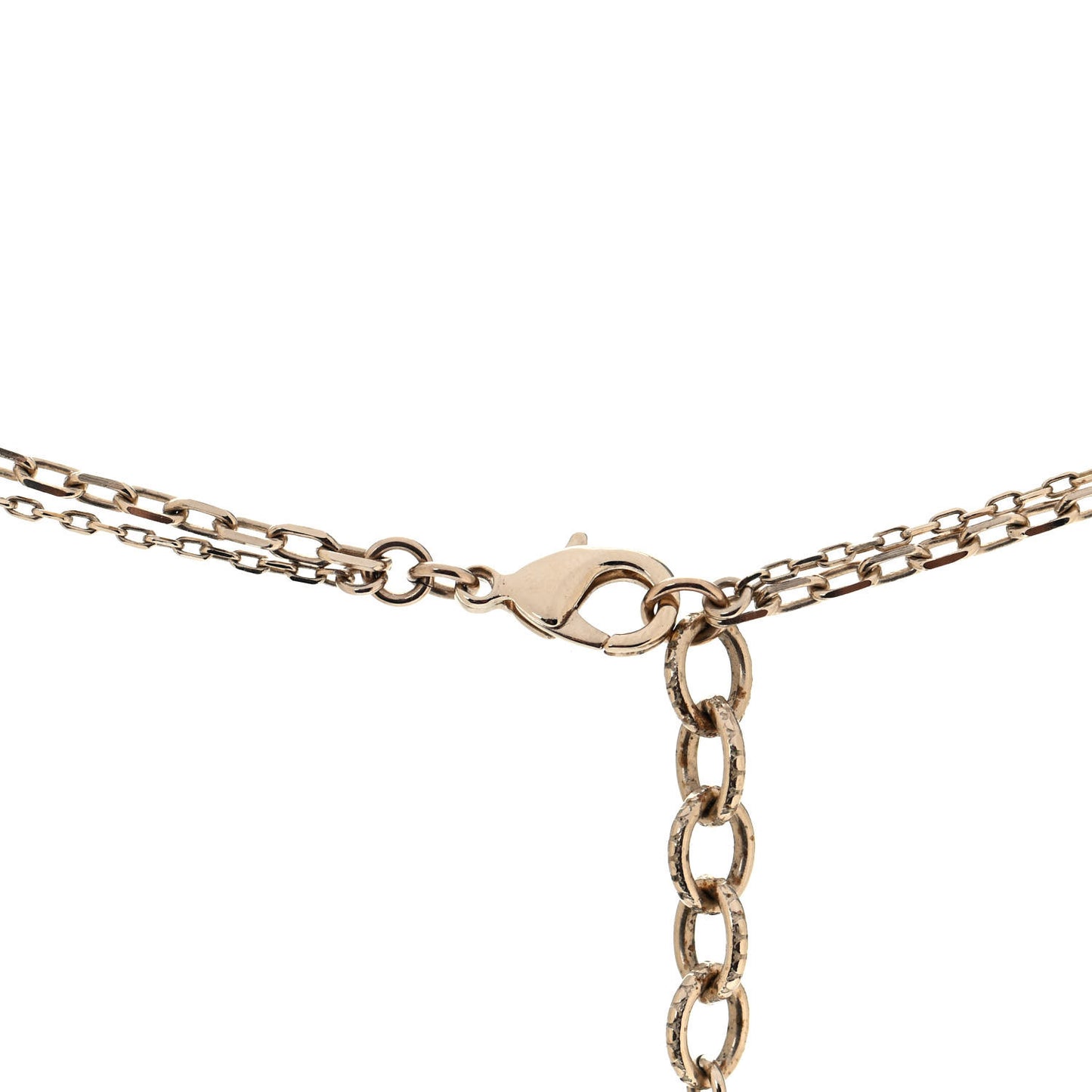 Quilted I Heart Chanel Logo Necklace Gold