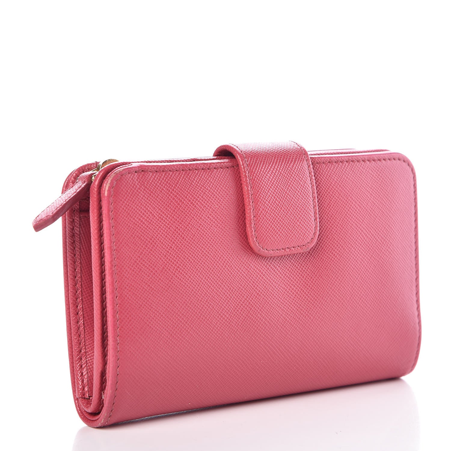 Prada Saffiano Compact Wallet Peonia 3 of 7