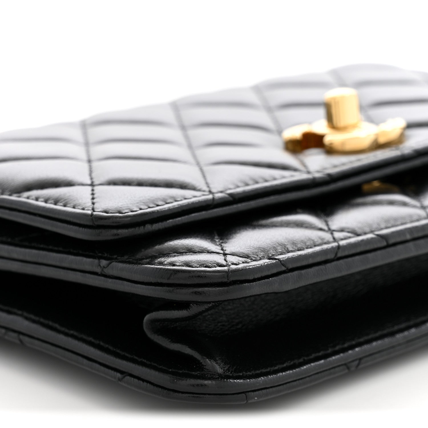 Chanel Shiny Lambskin Quilted Golden Links Wallet On Chain WOC Black 8 of 10