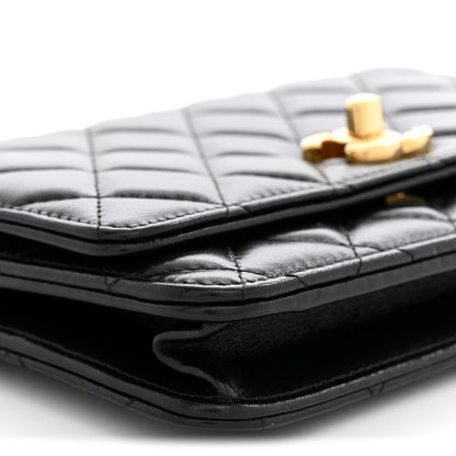 Chanel Shiny Lambskin Quilted Golden Links Wallet On Chain WOC Black 8 of 10