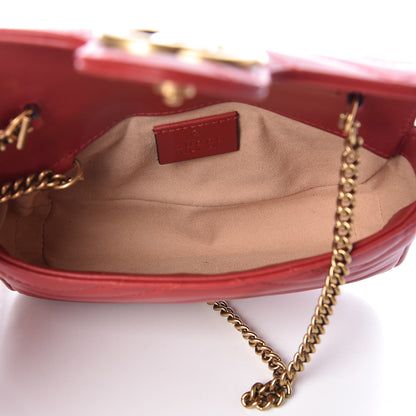 Gucci Calfskin Matelasse Super Mini GG Marmont Shoulder Bag Hibiscus Red 5 of 11