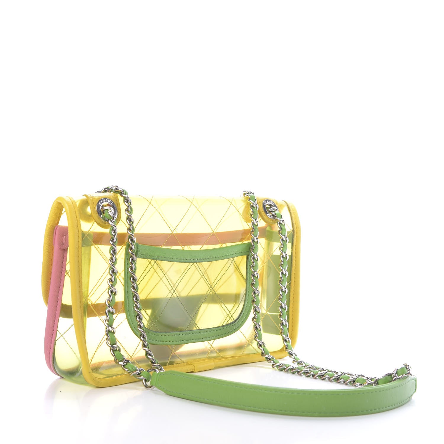 Chanel Lambskin PVC Quilted Mini Coco Splash Flap Yellow Green Pink 3 of 13