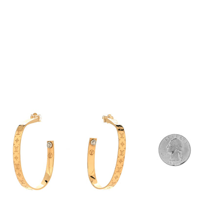 Louis Vuitton Metal Nanogram Hoop Earrings Gold 2 of 5
