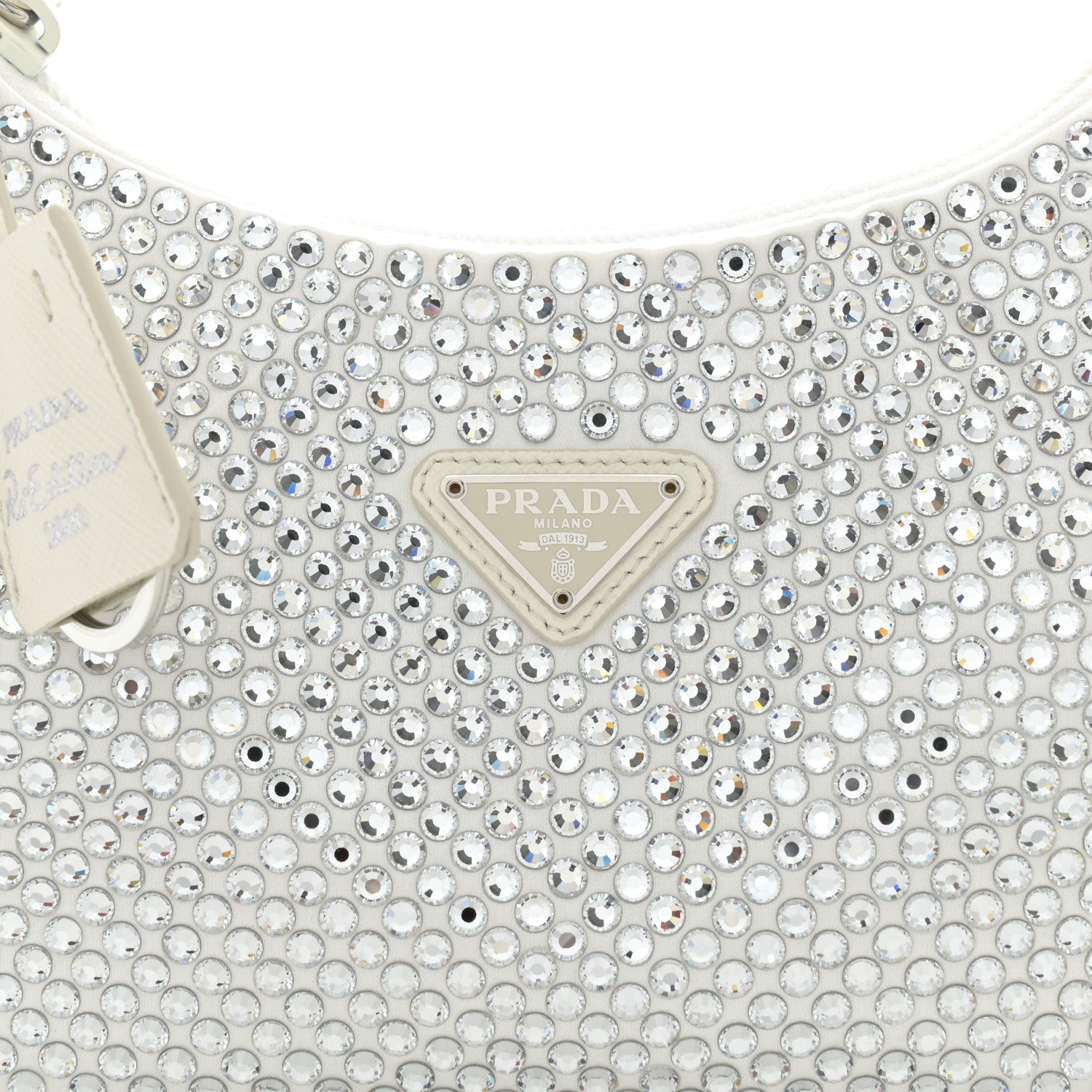 Prada Satin Crystal Mini Re-Edition 2000 Bag White 8 of 10