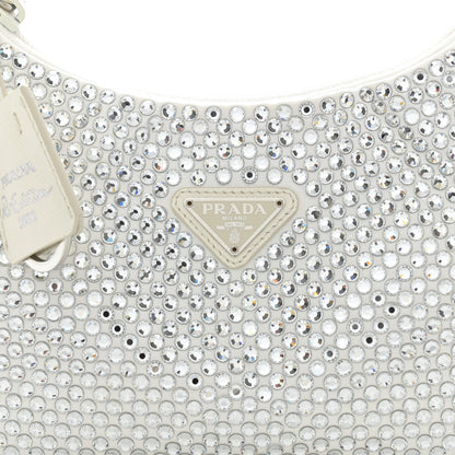 Prada Satin Crystal Mini Re-Edition 2000 Bag White 8 of 10