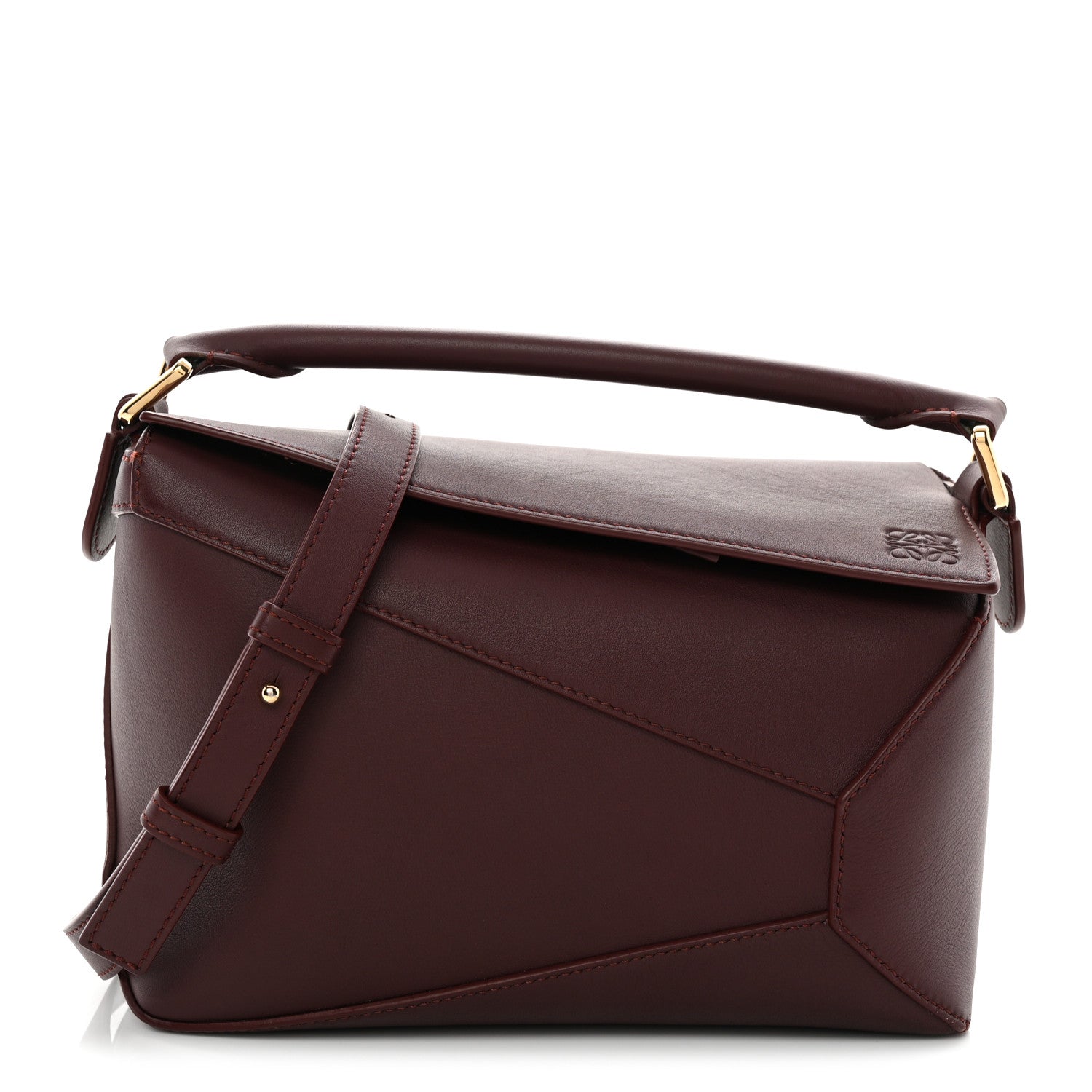 Loewe Calfskin Small Puzzle Edge Bag Burgundy 1 of 9