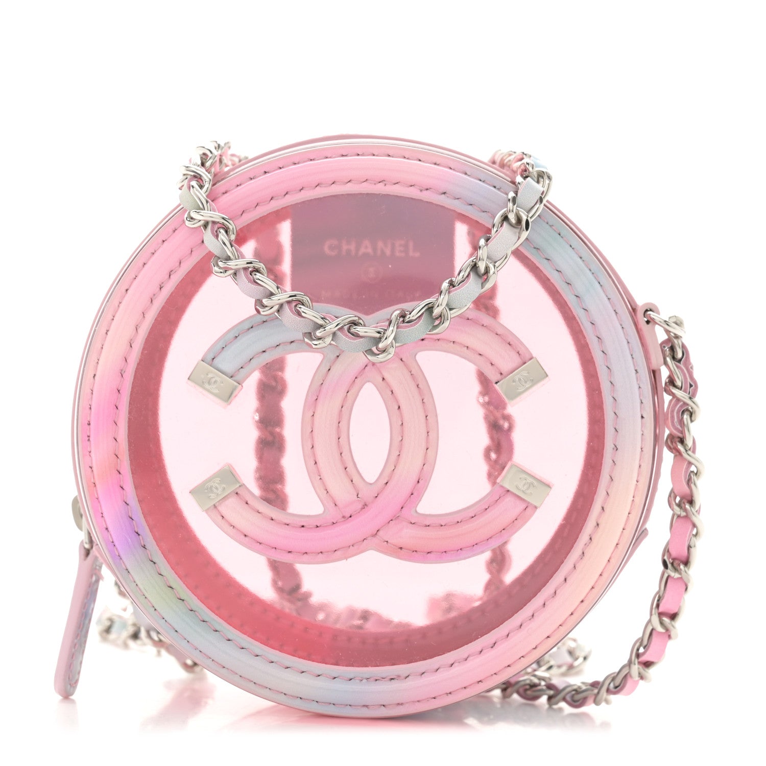 Chanel PVC Lambskin Filigree Round Clutch With Chain Pink 1 of 11