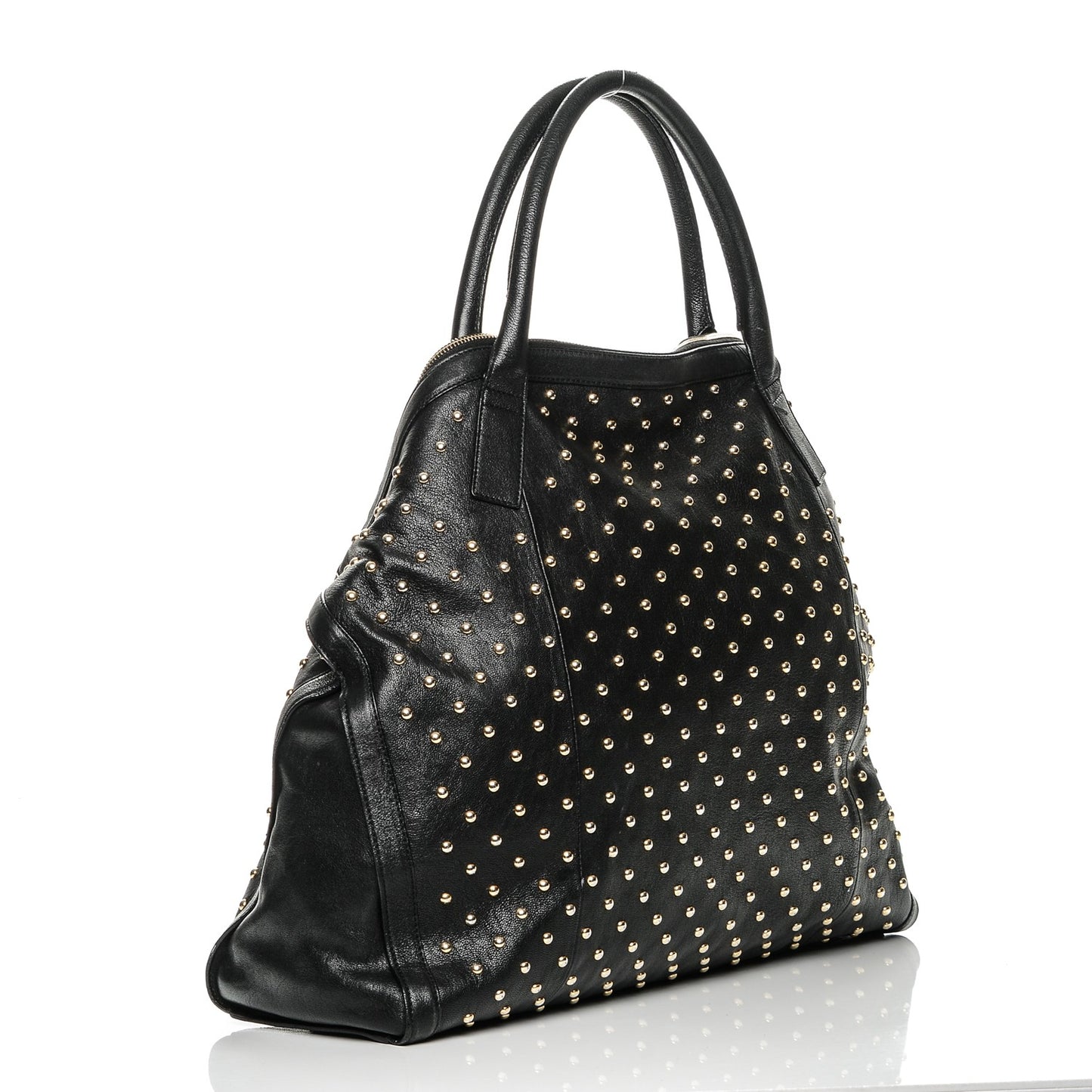 Lambskin Studded Large De Manta Tote Black