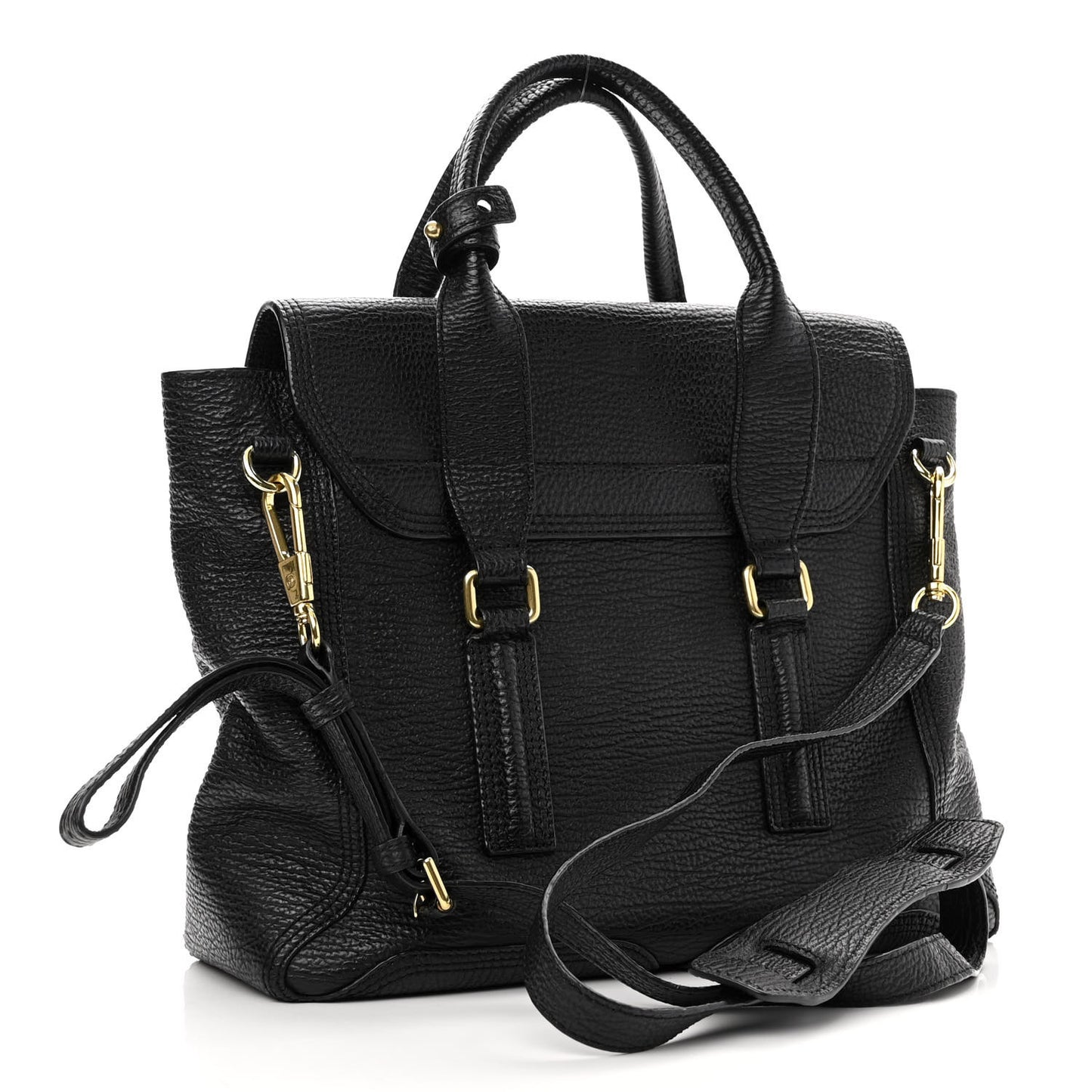 Textured Calfskin Medium Pashli Satchel Black