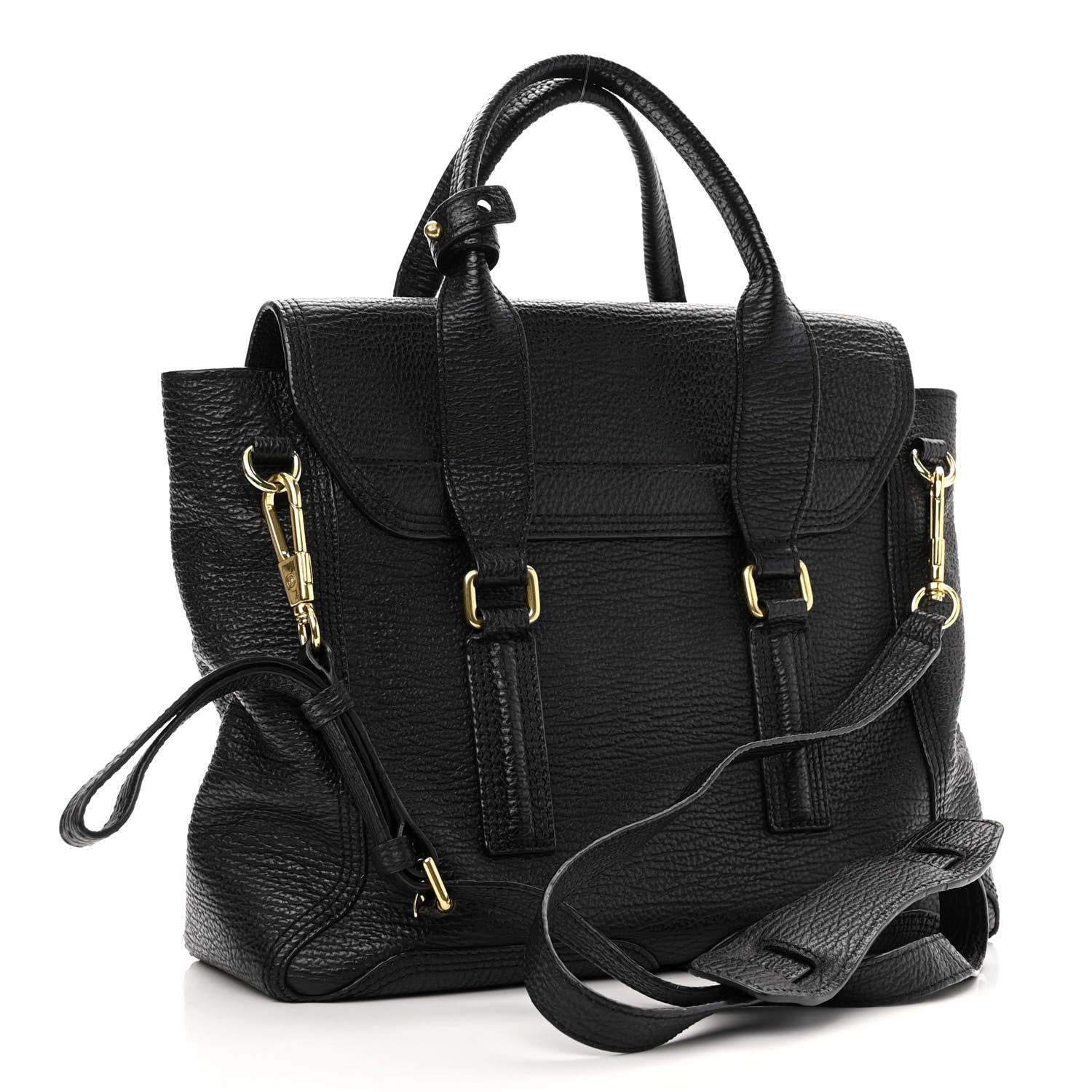 3.1 Phillip Lim Textured Calfskin Medium Pashli Satchel Black 3 of 11
