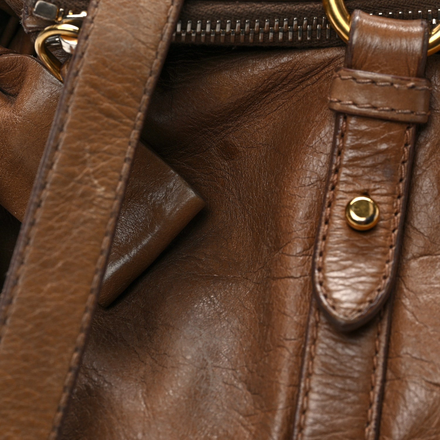 Miu Miu Vitello Lux Bow Bag Brown 9 of 11