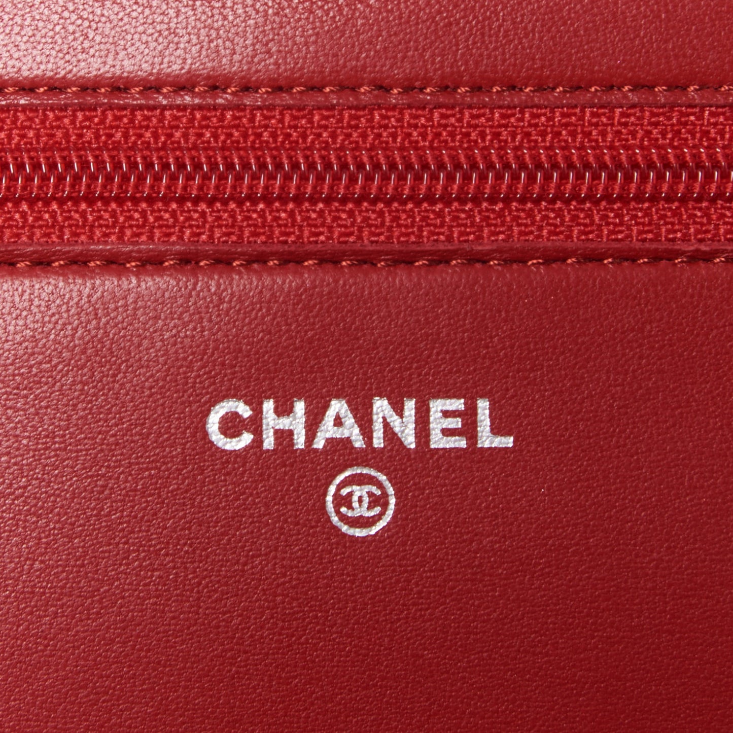 Lambskin Quilted Wallet On Chain WOC Red