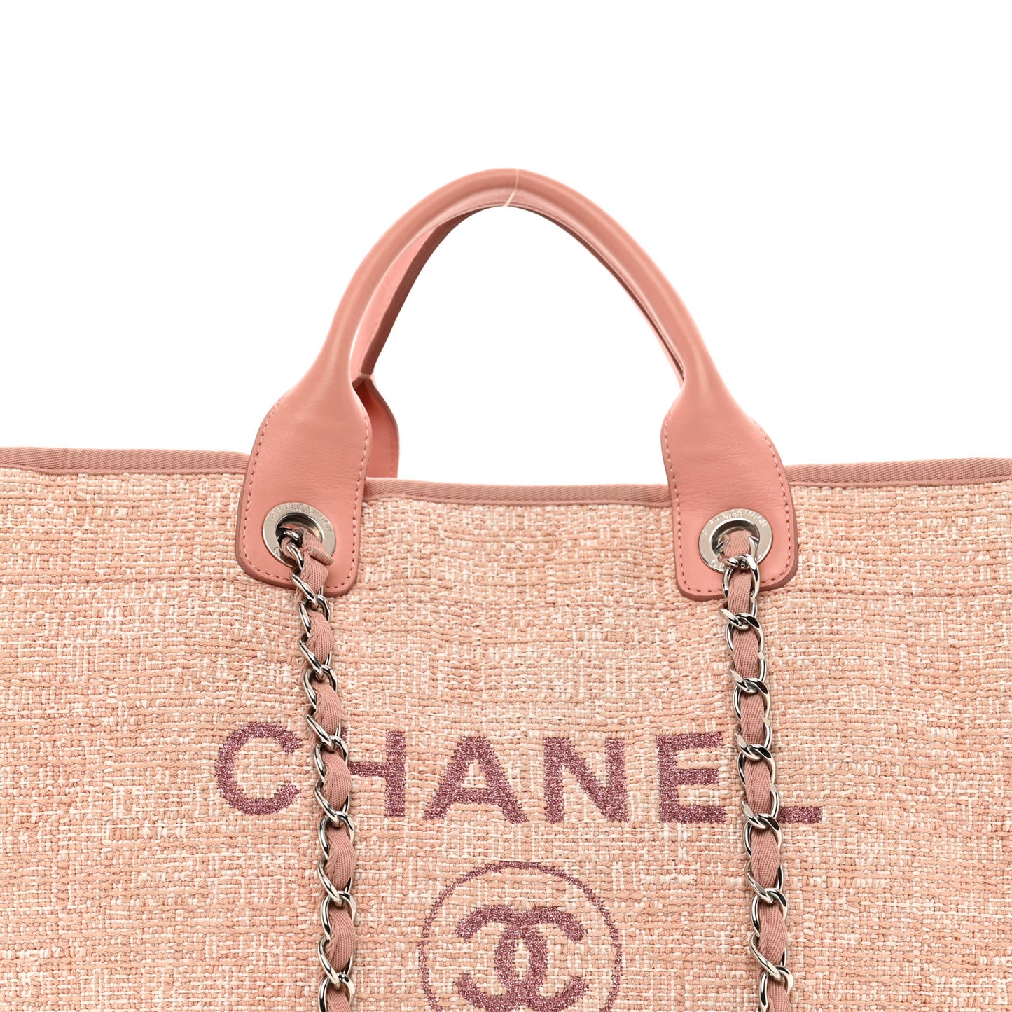 Straw Lurex Large Deauville Tote Pink