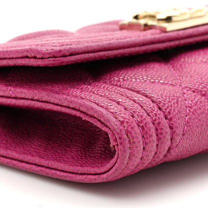 Chanel Caviar Quilted Boy Card Holder Wallet Fuchsia 10 of 11