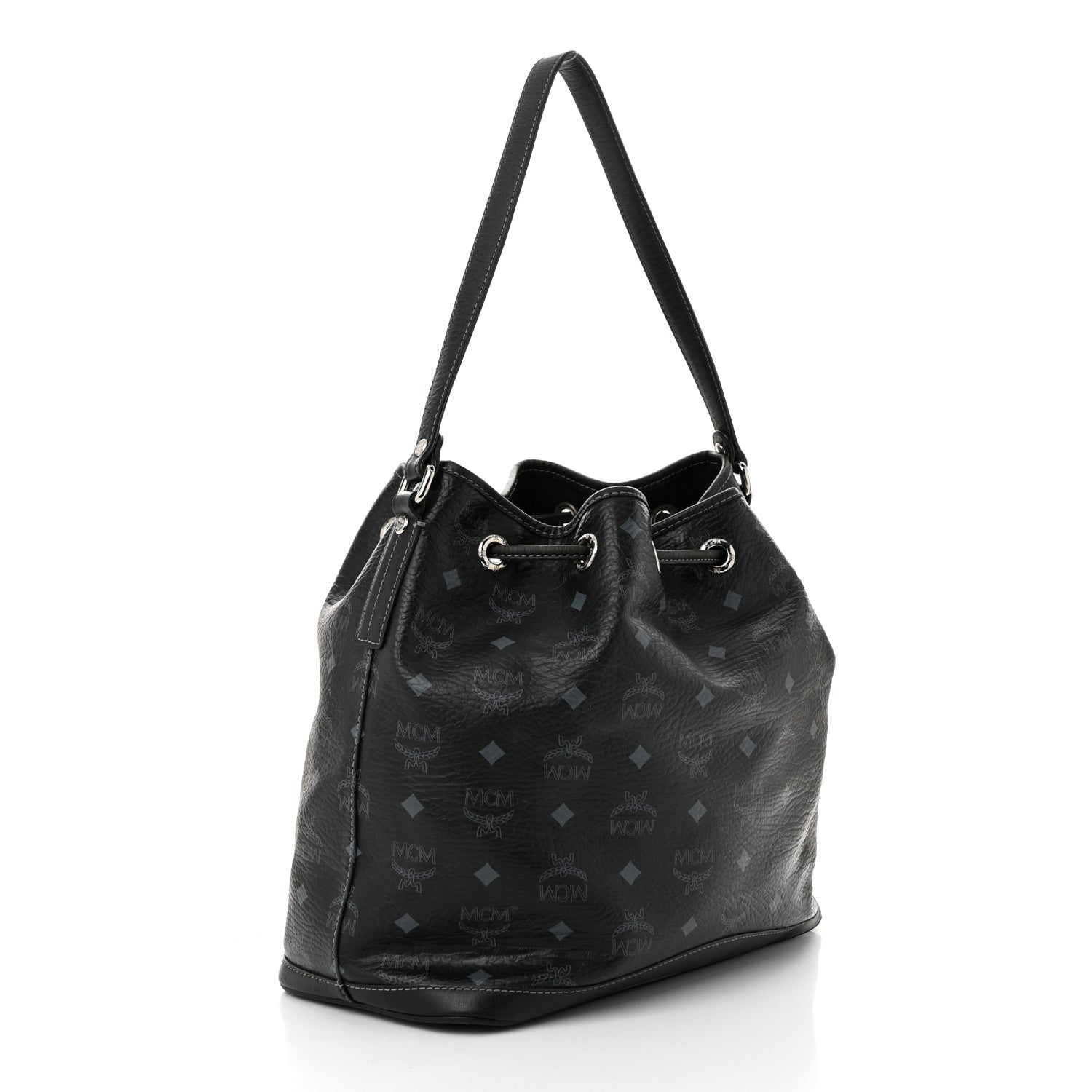 MCM Visetos Drawstring Bucket Bag Black 3 of 11