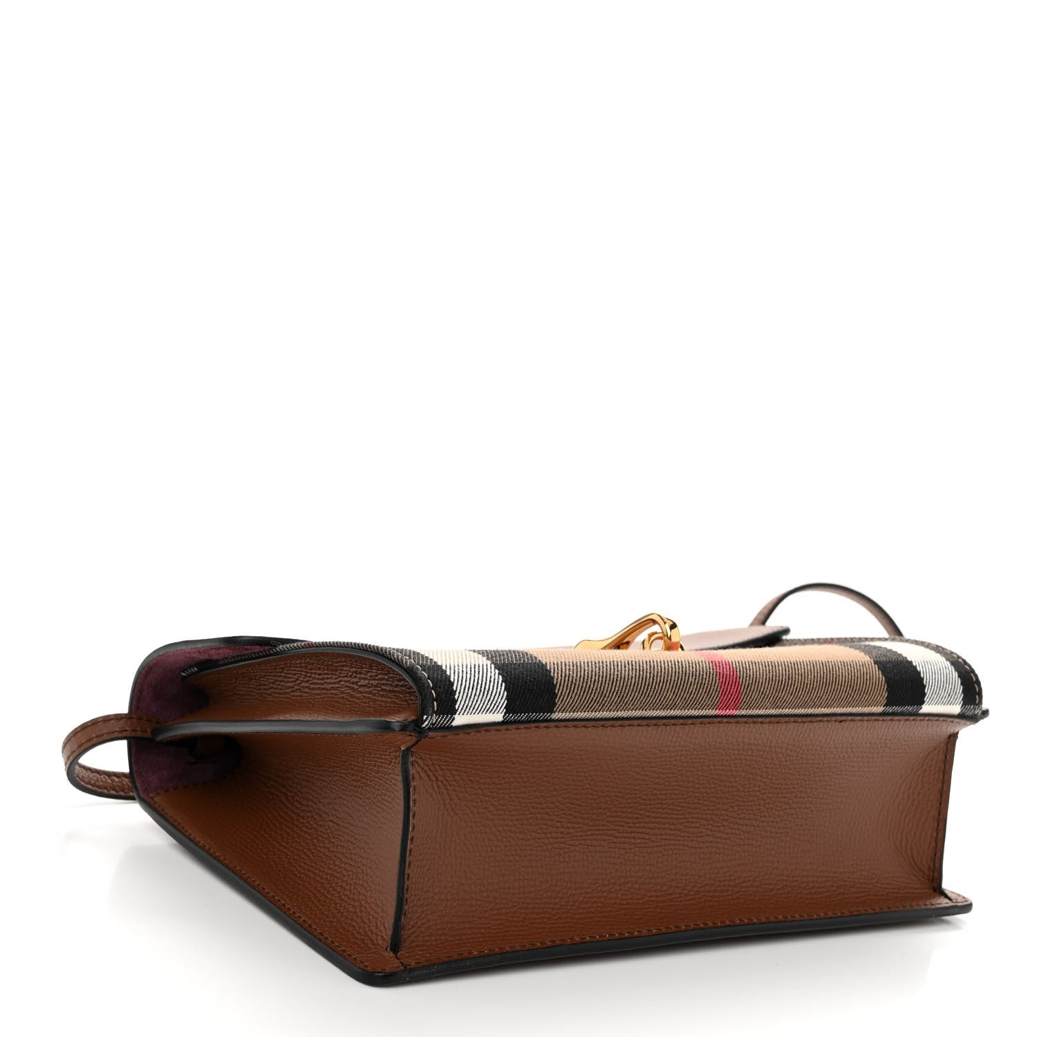 Burberry Derby Calfskin House Check Small Macken Crossbody Bag Tan 4 of 9