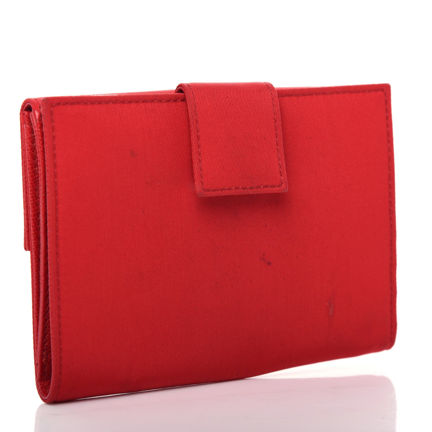 Prada Tessuto Nylon Saffiano Medium Flap Bi-Fold Wallet Fuoco 3 of 8