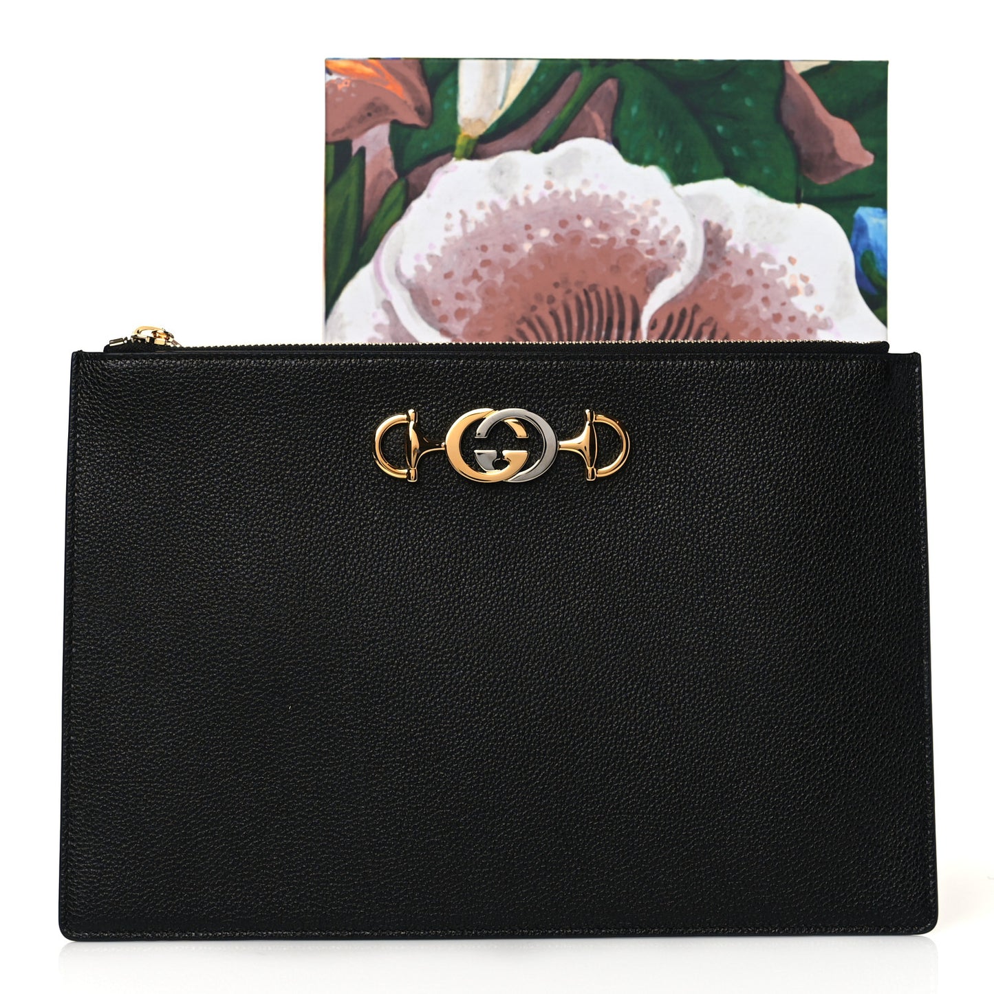 Grainy Calfskin Zumi Pouch Black