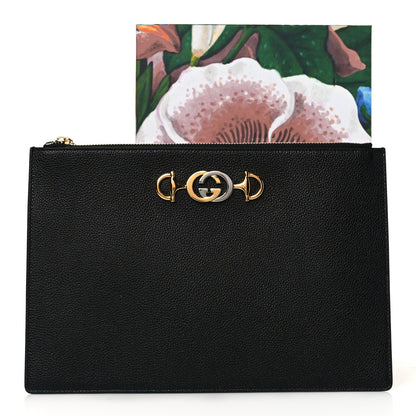 Gucci Grainy Calfskin Zumi Pouch Black 9 of 9