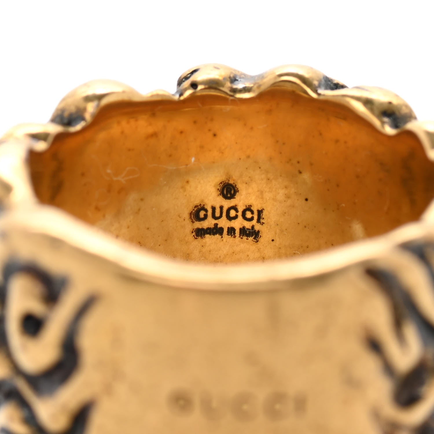 Gucci Metal Lion Mane Ring L Aged Gold 4 of 6