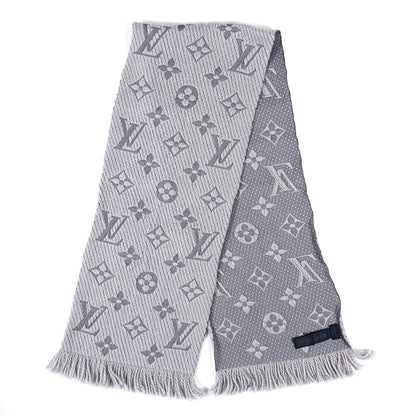 Louis Vuitton Wool Silk Logomania Scarf Pearl Grey 2 of 3