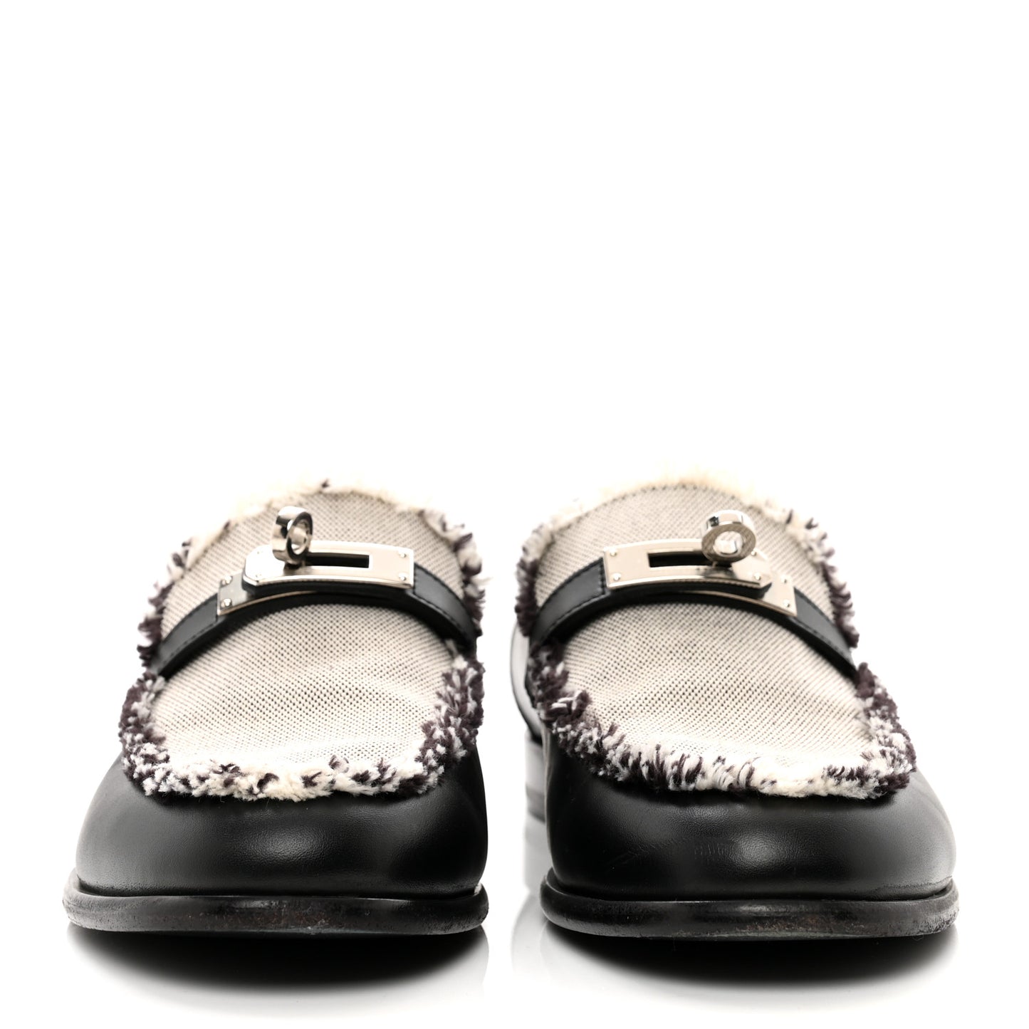 Toile Calfskin Fray Womens Destin Loafer 36.5 Black Prunoir