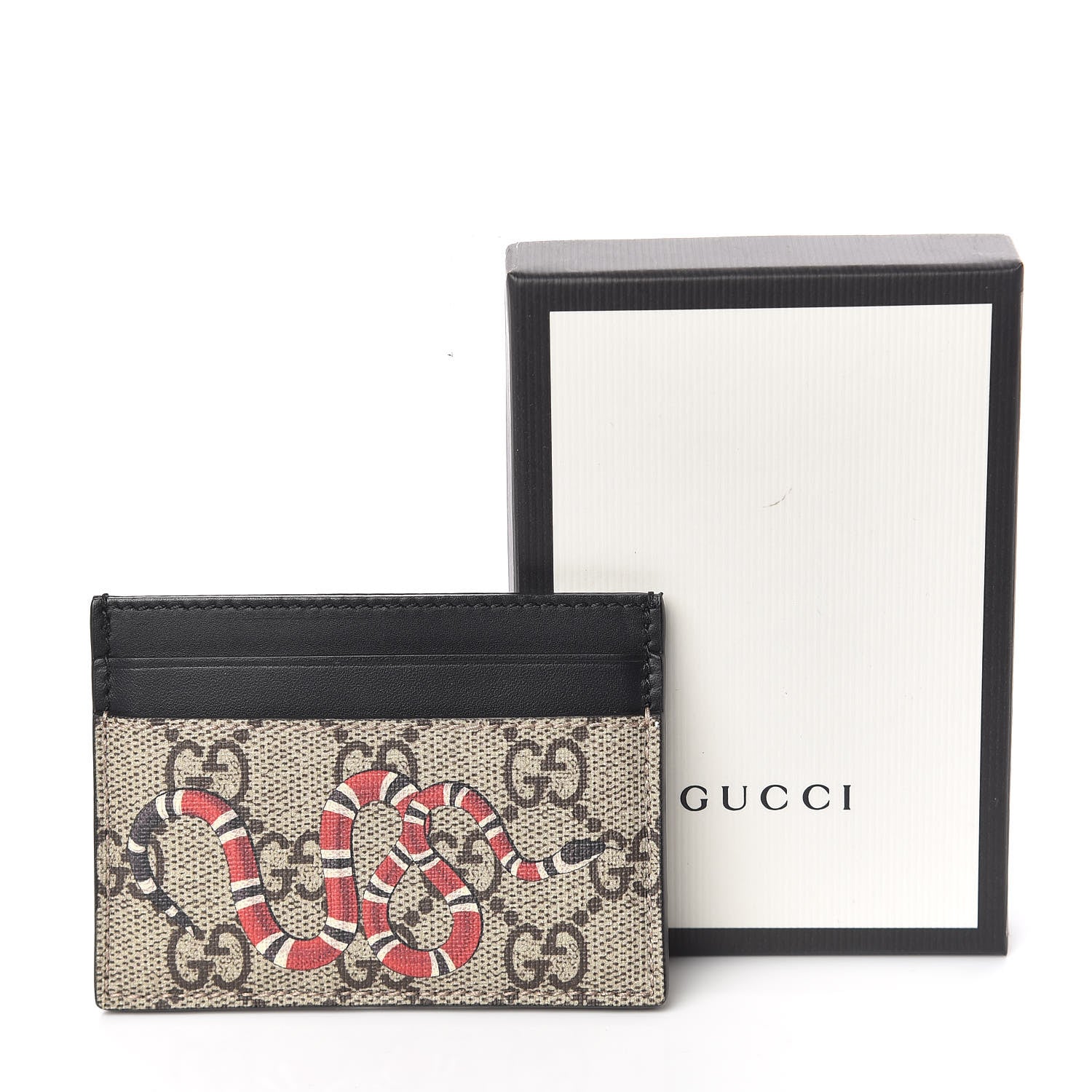 Gucci GG Supreme Monogram Kingsnake Card Holder Beige Black 7 of 7