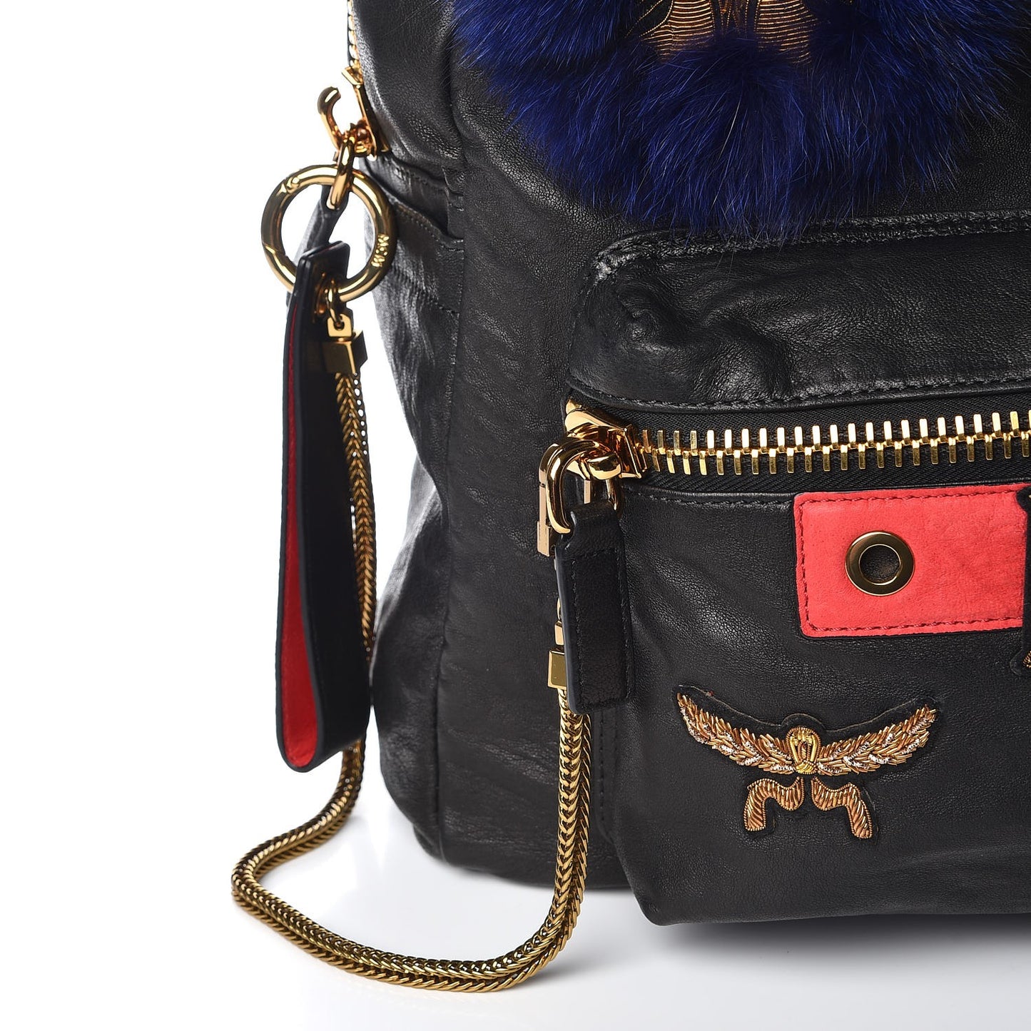 Lambskin Fox Fur Medium Stark Insignia Backpack Black