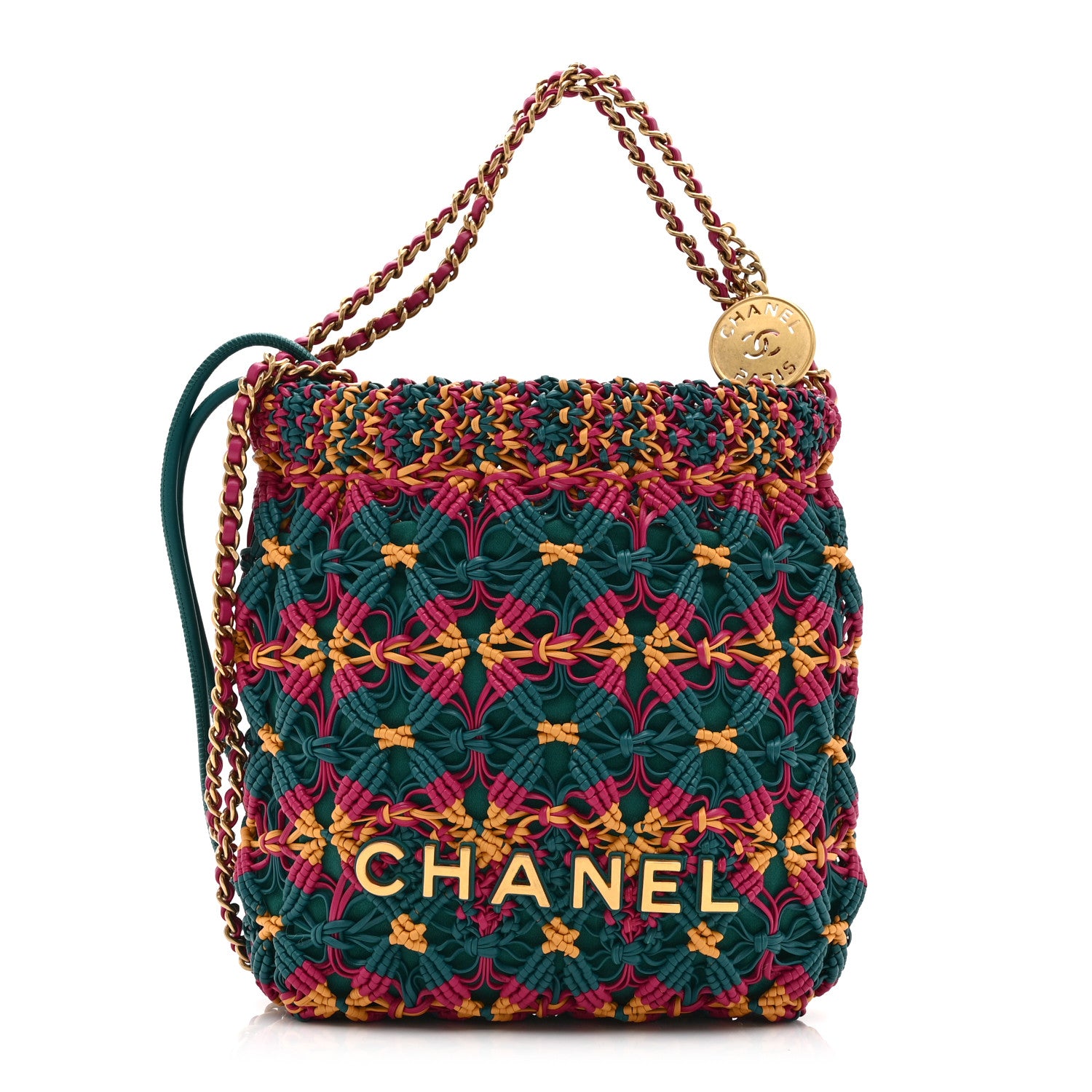 Chanel Calfskin Macrame Mini Chanel 22  Green Purple Yellow 1 of 10