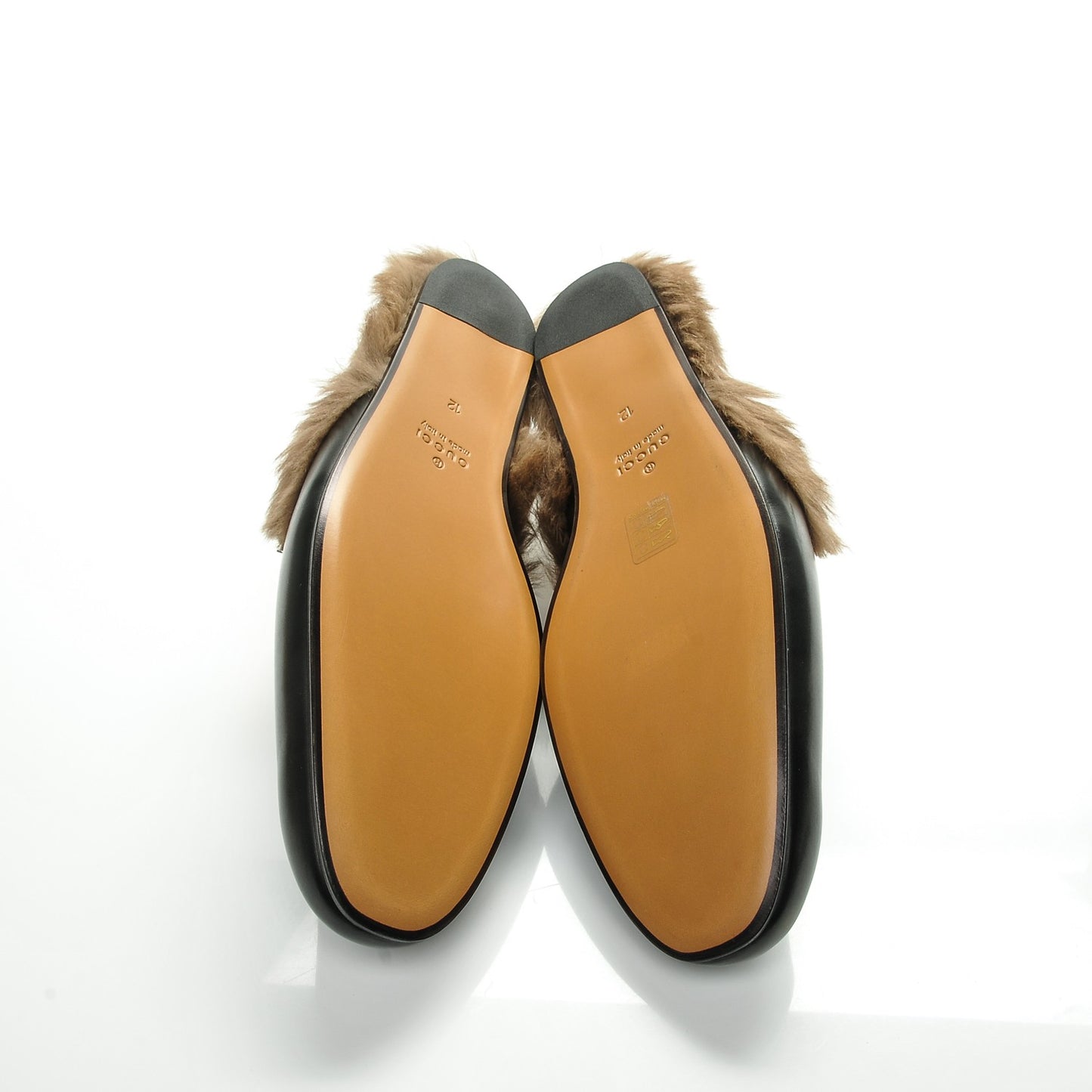 Calfskin Fur Mens Princetown Slippers 12 Black