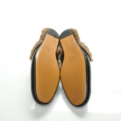 Gucci Calfskin Fur Mens Princetown Slippers 12 Black 5 of 7
