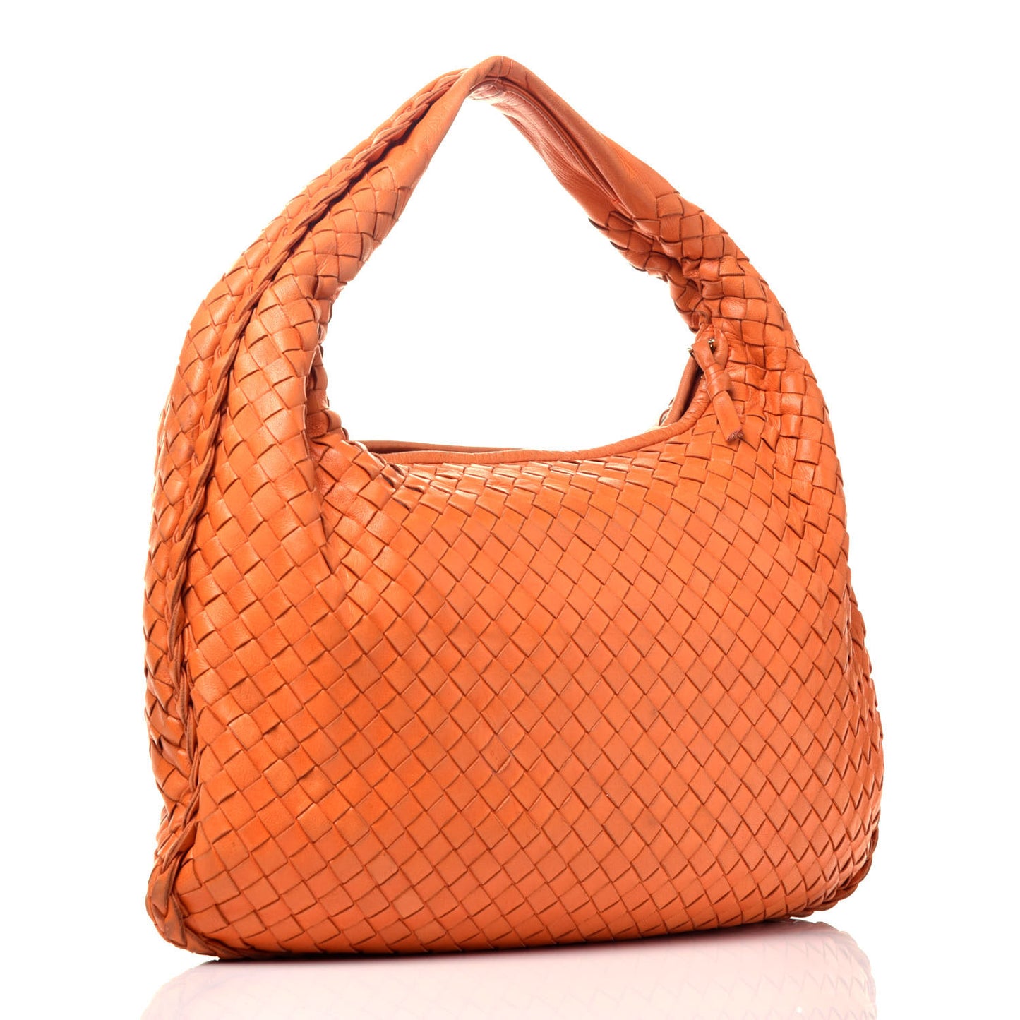 Nappa Intrecciato Medium Veneta Hobo Orange