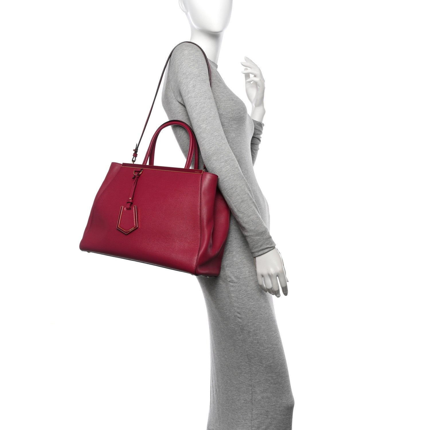 Fendi Vitello Elite Flamingo Regular 2Jours Tote Amarena 2 of 14